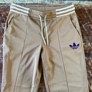 adidas Vintage Brown Joggers with Purple Emblem
